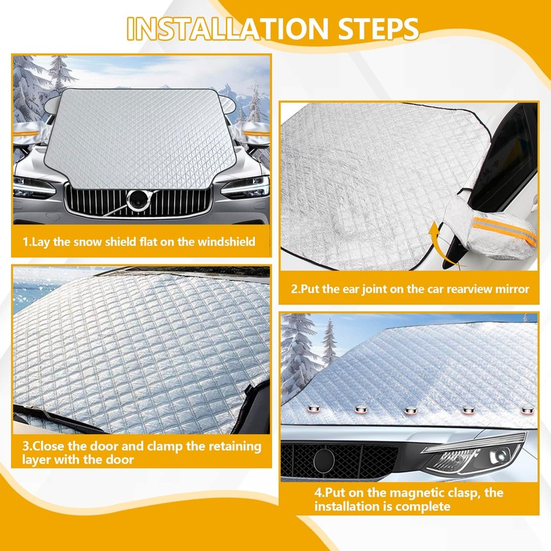 Car Windshield Snow Cover for Ice & Snow Protection,4-Layer Universal