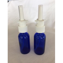 Snoot! Cobalt Blue Glass Nasal Spray Bottle 30ml (1oz) with Fine Mist Sprayer 2 Pack - Empty & Refillable Blue Glass Atomizer