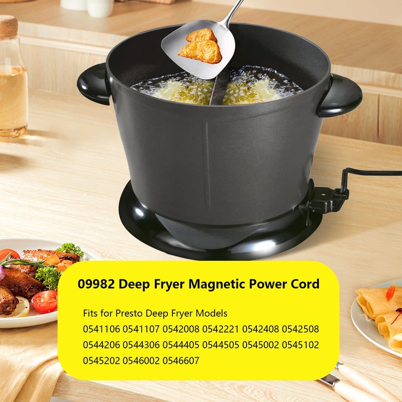 Replacement 09982 Deep Fryer Magnetic Power Cord