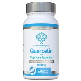 swiss bioenergetics Quercetin 1000mg 60-day supply - No Artificial fillers, binders or flow agents - High Strength Pure Quercetin capsules from Sophora Japonica - Suitable for Vegetarians and Vegans C Exclusively UK Made