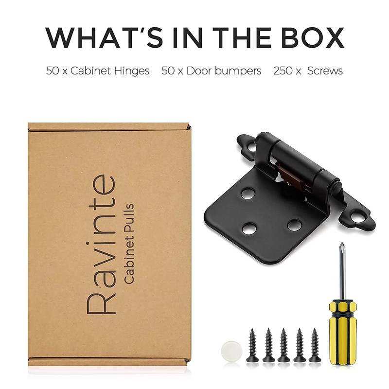 Ravinte 50 Pack 25 Pairs 1/2" Overlay Cabinet Door Hinges