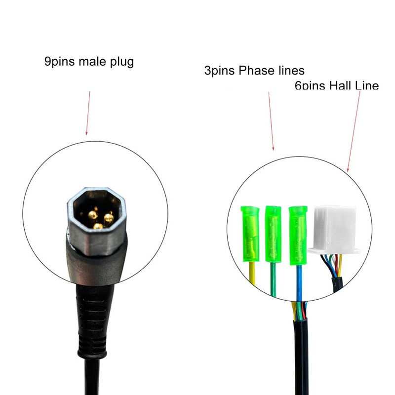 Electric Bike Motor Conversion Cable 9 Pin Convert Extension Cable