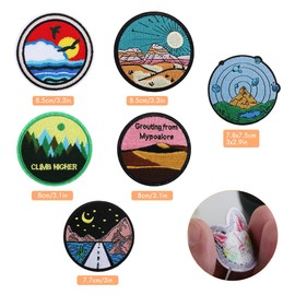 LEMESO 6 piezas Ropa Parches Redondo de Tema Natural Material de Costura Adornos para Ropa DIY Diseño Parches Termoadhesivos Apliques de Modo Decoraciones