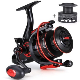 Sougayilang SA Carp Reel 4.7:1 High Speed Metal Spool, Powerful Spinning Fishing Reels 12+1BB Carp and Catfish Reel Feeder Fishing Reel + Spare Graphite Spool-7000