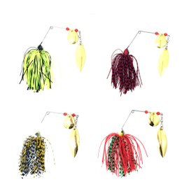 Orurdo Fishing Gear qb100098a01n0 Spinnerbait 0.5 oz (14 g) (1/2 oz), Set of 4, Classic Colors, Ideal for Bass Fishing, Sea Bass, Catfish, and Ligyo Fishing