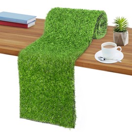 Grass Table Runner 12 x 108 Inch, Green Fake Faux Grass Table Decoration for Wedding, Birthday Party, Baby Shower, Banquet, Spring Summer Holiday Artificial Tabletop Decor