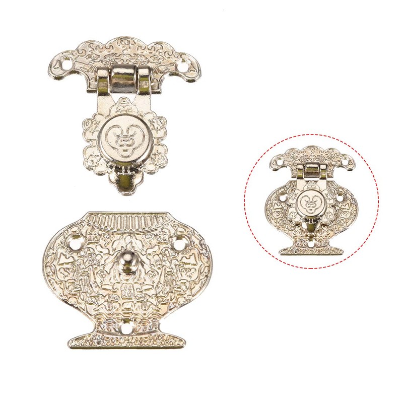 uxcell 2 Sets Wood Case Chest Box Rectangle Clasp Closure