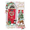 Special Friend Christmas Card - Festive Front Door and Reindeer
