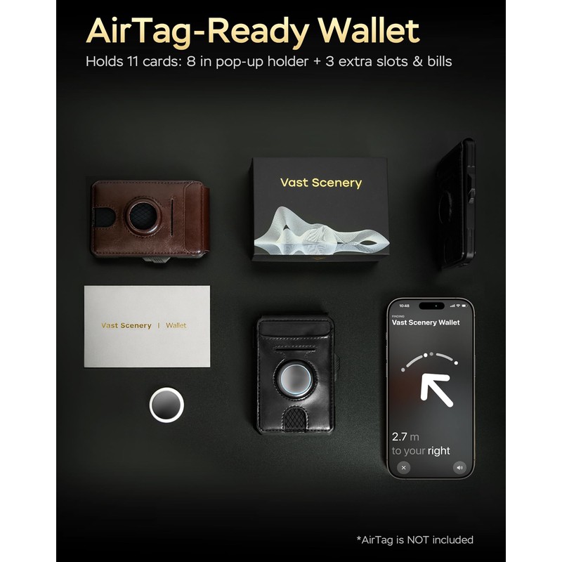 Vast Scenery Mens Wallet with AirTag Holder RFID Blocking Pop