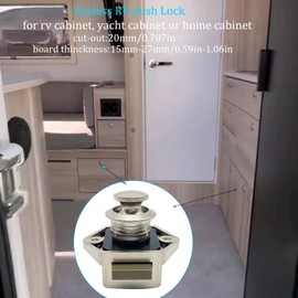 MTSmart Pack of 6 Motorhome Locks, Cabinet Push Lock Button Catch, Keyless Motorhome Locks for Motorhomes, Yachts, Boats, RV Camping Cabinet, Caravan, Cut Out 20 mm (Pearl Nickel)