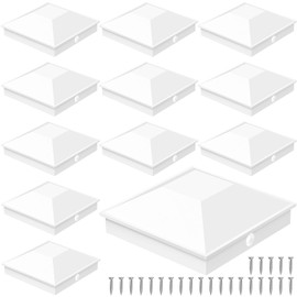 Goovilla 4x4 Post Caps White(Actual 3.5" x 3.5"), 12 Pack Fence Post Caps with 24 Screws and Easy Installation,Sturdy Waterproof Plastic Deck Post Caps with Frosted Finishing Touch, Protect Wood Post