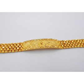 arrawana77 Guardian lions Thai Gold Plated Bangle 24k Thai Baht Yellow Gold Filled Jewelry Bracelet 7.5 Inch 32 Grams 13 mm