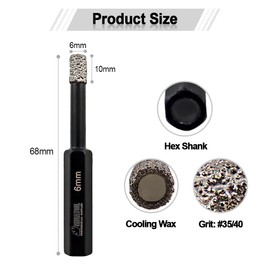 SHDIATOOL 1/4 -in. Diamond Drill Bits Pack of 5 Dry 6mm Tile Hole Saws