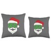 Funny Hipster Santa with green Ski Goggles Snowboard Throw Pillow