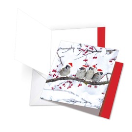The Best Card Company - Jumbo Funny Christmas Greeting Card (8.5 x 11 Inch) - Fun Animal Card for Kids, Big Group Card - Christmas for the Birds JQ5030AXSG