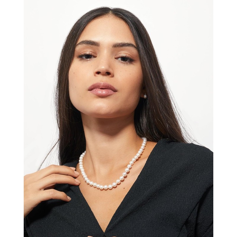 Anthony Vincent Collar Perla Cultivada Natural Blanco Tamaño 6 mm