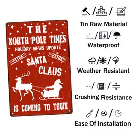 The North Pole Times Tin Sign Holiday News Update Holiday Decoration Nostalgic Chic Christmas Metal Signs Artistic Decorations Christmas Accessories For Street And Gardenv8x12 Inches