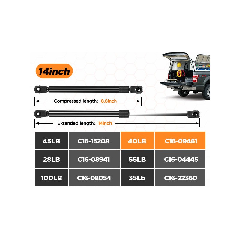 14in 40Lbs 178N Gas Strut Shocks Lift Support for Truck