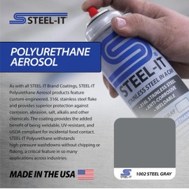 Steel-It Polyurethane Aerosol, Stainless Steel in a Can Protects Against Corrosion, Industrial Paint Coatings, Heat/Wear Resistant, Weldable, Food Safe, Easy to Apply, (1 Can Black & 1 Can Steel Gray)