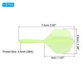 PATIKIL Integrated Dart Shaft and Flights, 15 Pack 2BA Screw Plastic Dart Flights, Green