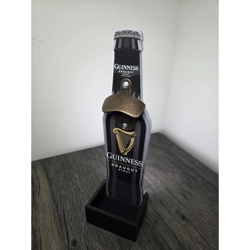 Guinness Draught Stout Wooden Bottle Opener Cap Catcher