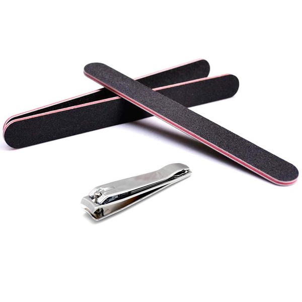 LUXXII (3 Pack) 7 inch Nail File and (1 Pack) Nail Clipper for Fingernails, Toenails, Scraping, Strengthening, Finger Manicure File