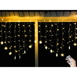 BLOOMWIN Christmas Window Lights 2m x 1m 104 LEDs Snowflakes Curtain Fairy Light Xmas Decoration Icicle Lights Indoor Party Bedroom