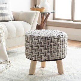 Mark&Day Pouf Ottoman, Oberalm Light Gray Round Pouf Foot Rest Furniture Piece for Living Room, Bedroom and Boho Home Decor (17"x18"x18")