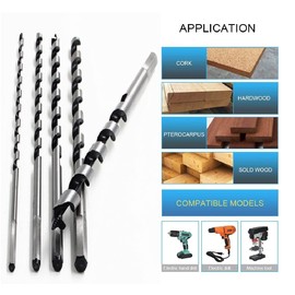 Auger Bit, Extra Long Wood Drill Bit Hex Drill Bits Set 6mm/8mm/10mm/12mm/14mm *230mm in Spiral Stainless Steel for Wood, Block Brick Tile and Plastic (5PCS)