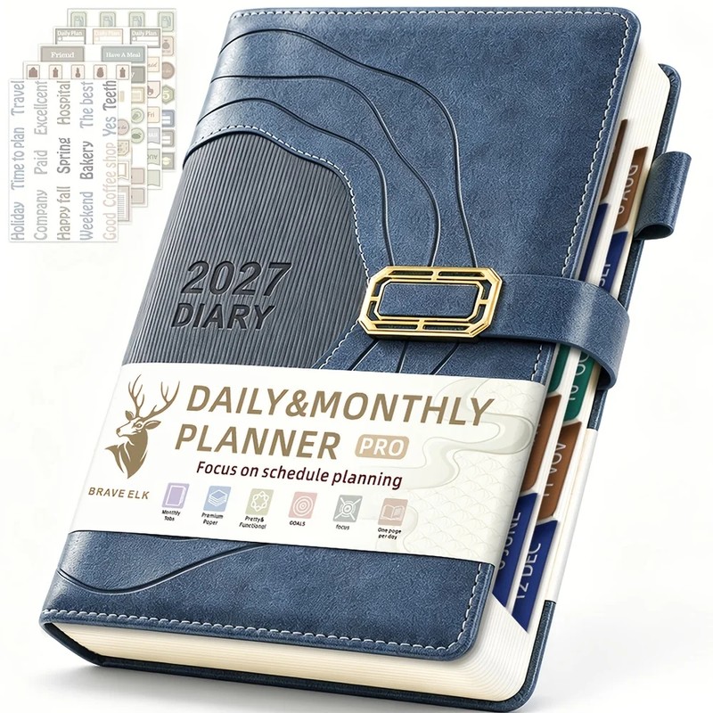 2027 A5 Daily & Monthly Planner – 400-Page Hardcover Organizer