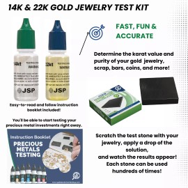 JSP Gold Testing Kit 14k 22k 24k Solution Acid with Scratch Stone Test Detector Oro