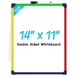 MaxGear Colorful Small Dry Erase Board, 14"x11" Double-Sided Hangable with Dry Erase Marker, Portable Whiteboard for Home School Office - Planning Writing Learning Drawing Art Education