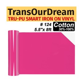 TransOurDream Tru-PU Smart Iron On Vinyl for Joy, 5.5in x 8ft Fuchsia Red Iron On Vinyl Roll for T-Shirts, Matte Pink Joy Vinyl for Shirt, Easyweed Smart Vinyl