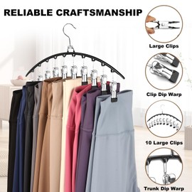 NOVANO Legging Organizer for Closet Rotatable,Pants Hangers with 10 Clips,Upgrade Legging Organizer for Closet，Leggings/Shorts/Jeans/Skirts Pants Hangers Space Saving Closet Organizers and Storage 1pc