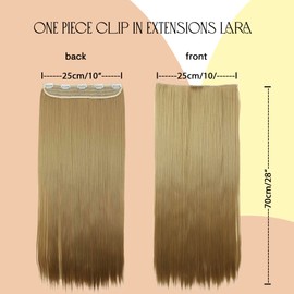 CAISHA 28" Clip In Hair Extensions One Piece Full Head Hairpiece Straight Honey Blond C65