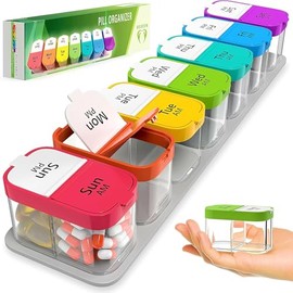 Pastillero semanal extra grande – Pastillero XL Diario – Pastillero de 7 días Am Pm Pill Case Jumbo Contenedor para suplementos Big Pill Holder 2 veces al día, organizador de medicina diario de gran tamaño para vitaminas
