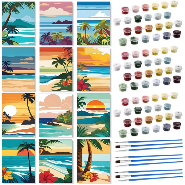 Humyoun 12 Pack Paint by Numbers Kit for Adults Beginners,