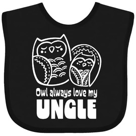 inktastic Owl Always Love My Uncle Baby Bib Black 43d99