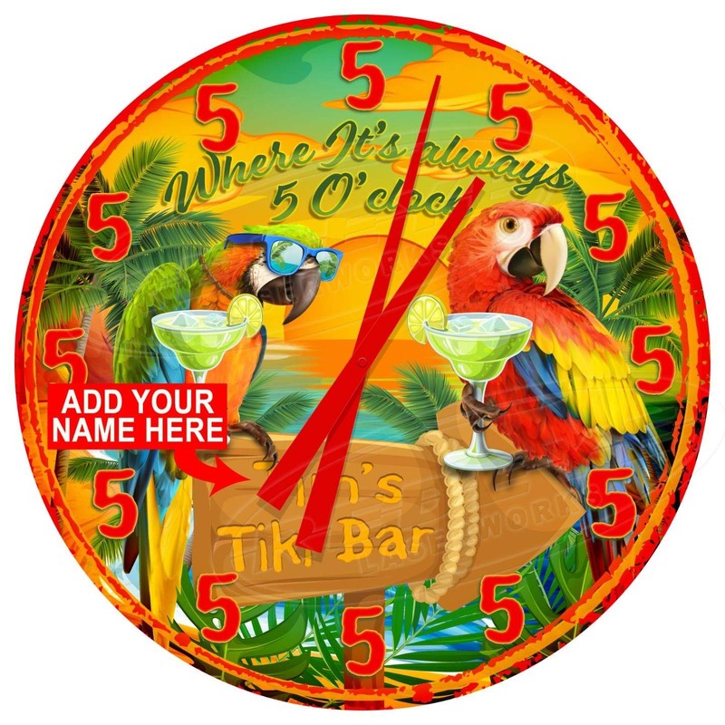 Decorative Concepts Tiki Bar Always 5 O'clock 24" Diameter Aluminum