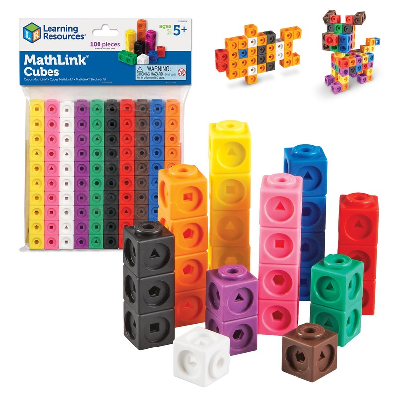 Learning Resources MathLink Cubes - Set of 100 Cubes, Ages
