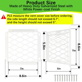 Dryer Vent Bird Guard,Dryer Vent Cover Guard for Most 3" to 4" Bathroom Exhaust Fan Ventilation Cover,7"Lx7"Wx5"H Steel Ventilation Bird Cage for Exhaust Fan Cover,White