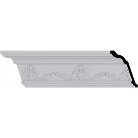 Ekena Millwork MLD04X04X05VE Versailles Crown Moulding, 4 3/8"H x 3 1/4"P x 5 3/8"F x 94 1/2"L, (6 1/2" Repeat), White