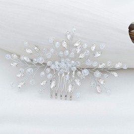 Easedaily Crystal Bride Wedding Hair Comb Silver Rhinestone Bridal Hair Pieces Hair Clip Hair Accessories for Women and Girls (A-silver)