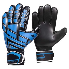 Malker Soccer Goalie Gloves Goalkeeper Gloves with Fingersave and Double Wrist Protection, Strong Grip Goalkeeper Gloves for Youth&Adult Size 8 (Black)