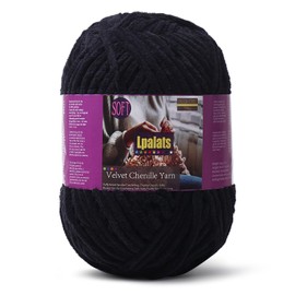 Lpalats Baby Blanket Yarn for Crocheting - 1 Pack of 200g/7oz Chunky Chenille Yarn for Knitting Blankets Amigurumi - #6 Super Bulky - 174 Yards Soft Thick Plush Yarns (1, Black)