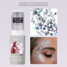 Silver Shimmer Face Powder Highlighter for Radiant Glow Party, Photo & Everyday Makeup Face Glitter Makeup for Kids Women Long-Lasting