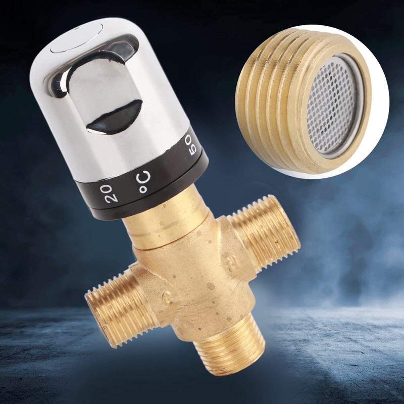 Brass Temperature Control Mixing Valve for Water Pipes, Thermostatic Basin