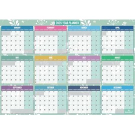 2025 Year Wall Planner - A3 Size (42cm x 29.7cm) 130GSM - Folded to A6 - Inc. Bank Holidays (UK) (Month-by-Month)