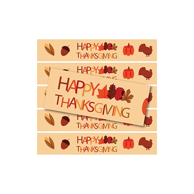24 Thanksgiving Labels for Bottled Water, 100% Waterproof and Easy
