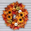24 Inch Sunflower Fall Wreath for Front Door with Maple